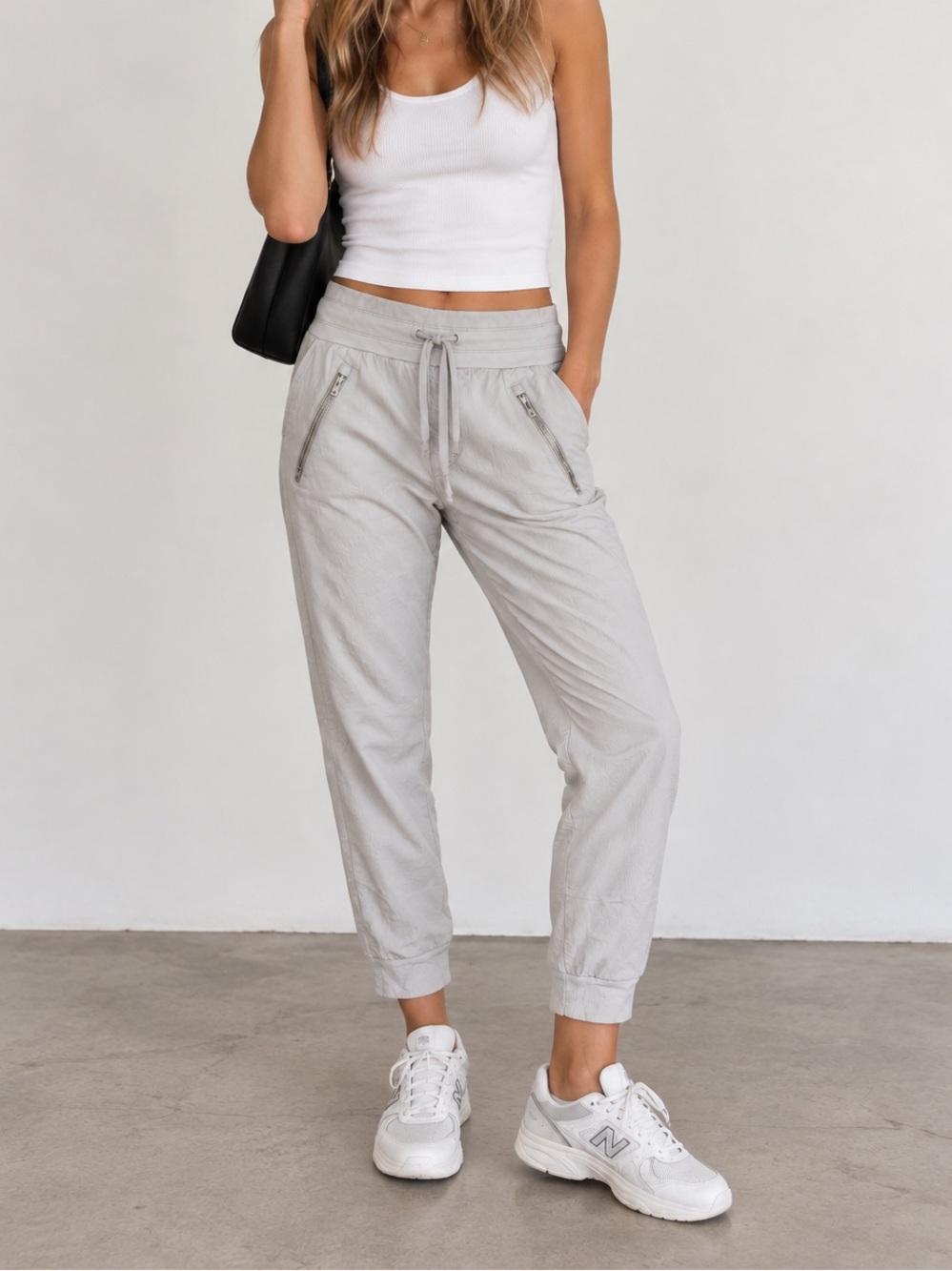 Athleta Light Gray Drawstring Jogger Pants